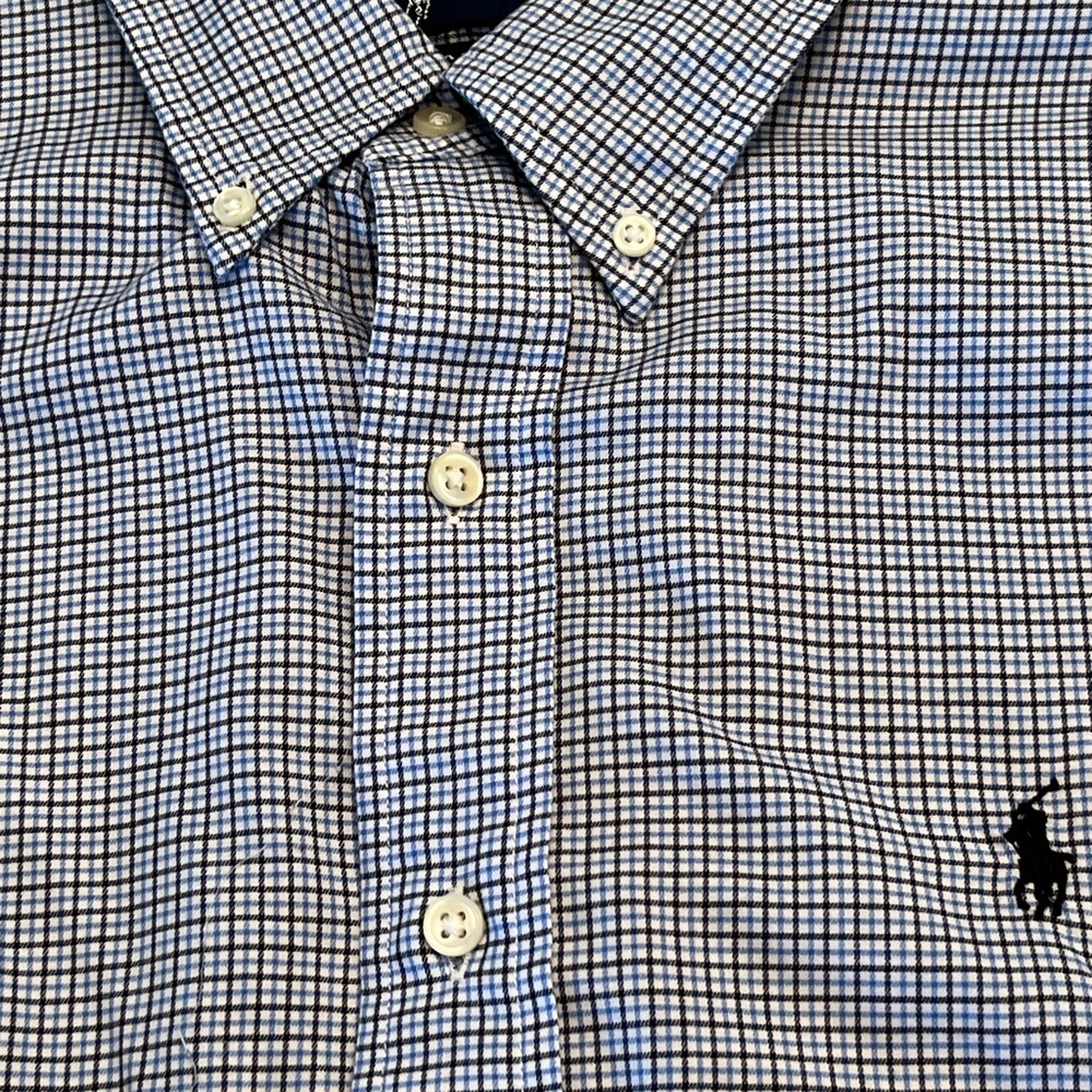 Classic Ralph Lauren Men's Blue Checkered Shirt button down